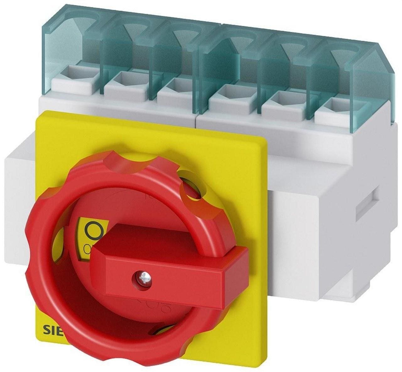 SIEMENS - Interruptor principal 6 polos frontal 4 taladros giratorio rojo amarillo