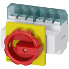 SIEMENS - Interruptor principal 6 polos frontal 4 taladros giratorio rojo amarillo