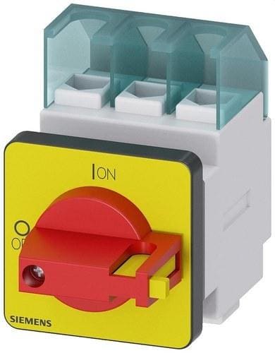SIEMENS - Interruptor 3LD2 3 polos 32A 4 orificio frontal rojo/ amarillo