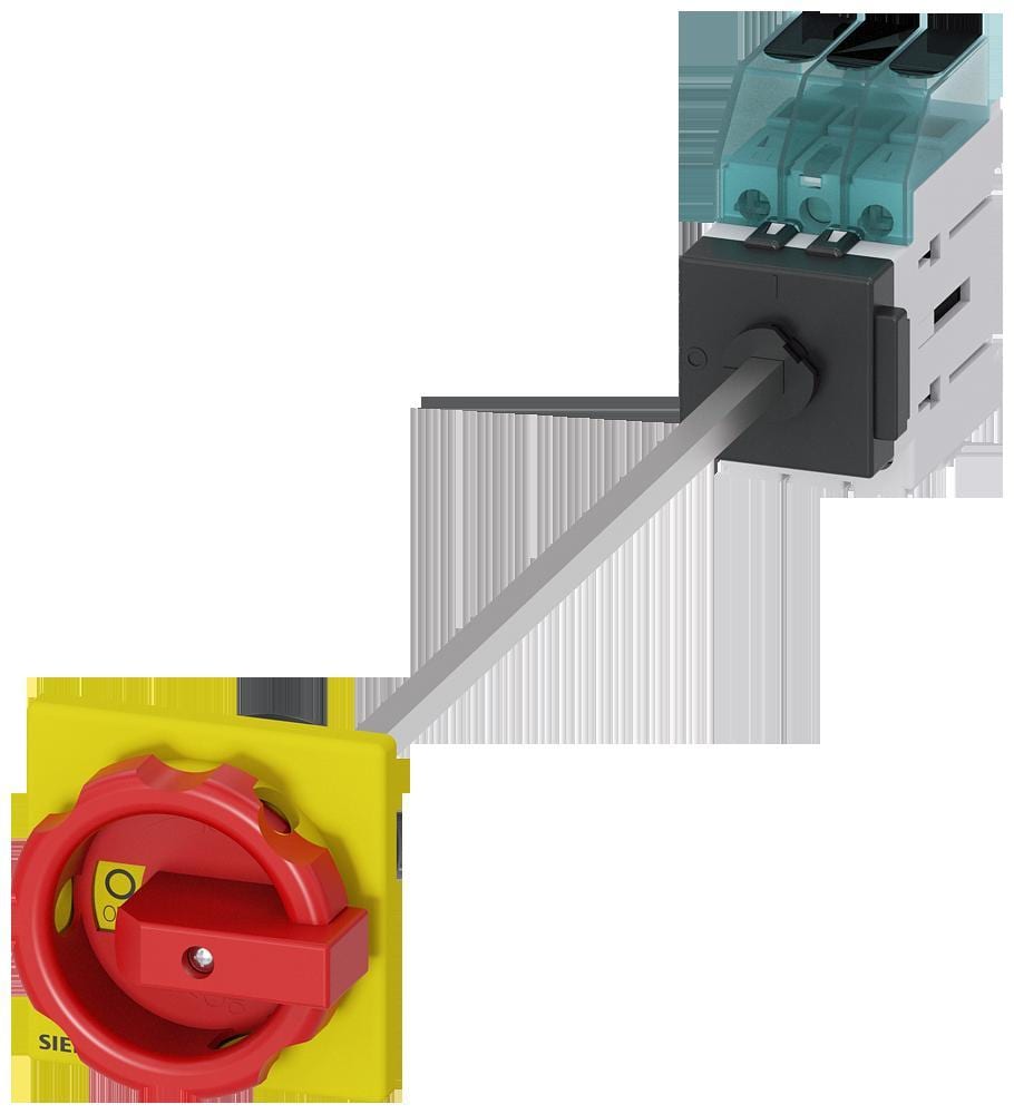 SIEMENS - Accionamiento giratorio 66x66mm negro, fijación en taladro único 22,5mm, montaje frontal para seccionador 3LD3