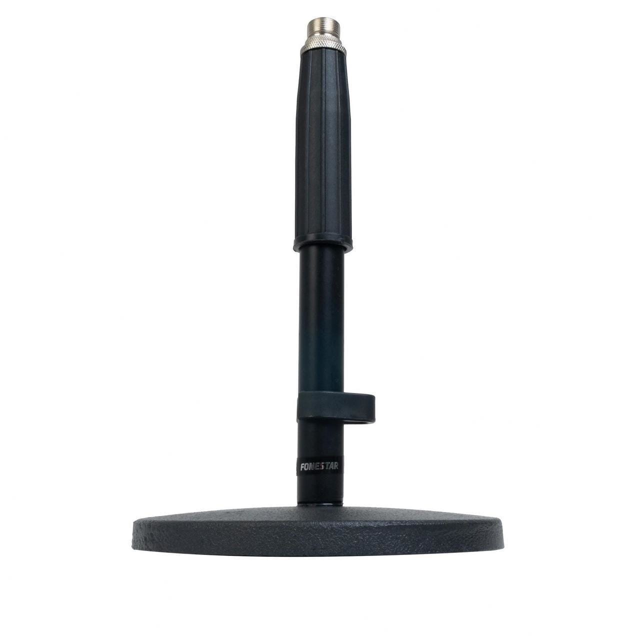 FONESTAR - Base de sobremesa 16 cm Ø, rosca estándar 3/8" y adaptador 3/8" a 5/8", ajustable de 24 a 40 cm, negro