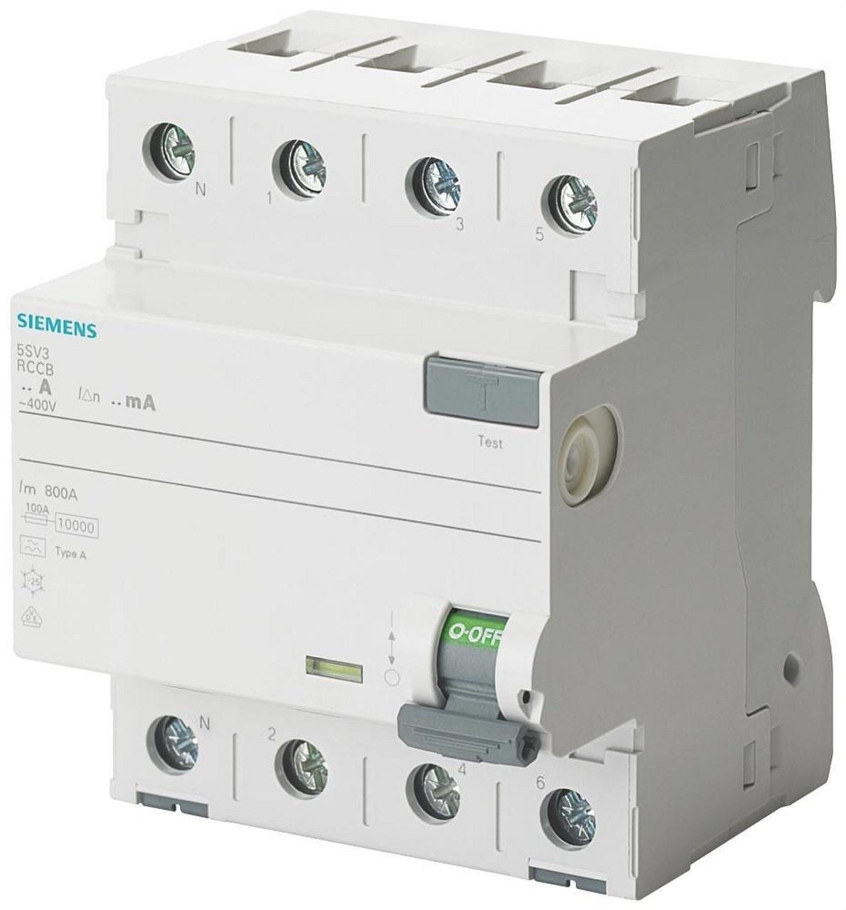 SIEMENS - Interruptor diferencial 5SV 70mm clase-A 4 polos 40A 300mA
