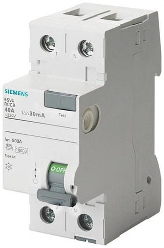 SIEMENS - Interruptor diferencial 5SV clase-AC 2 polos 63A 100mA 70mm