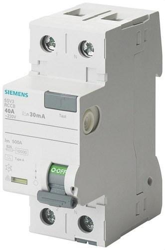 SIEMENS - Interruptor diferencial 5SV clase-A 2 polos 16A 10mA 70mm