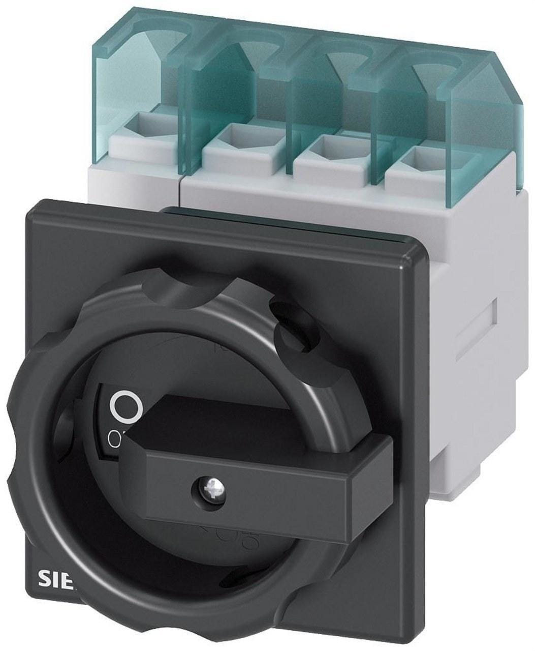 SIEMENS - Interruptor 3LD2 3 polos + neutro 32A orificio central frontal negro