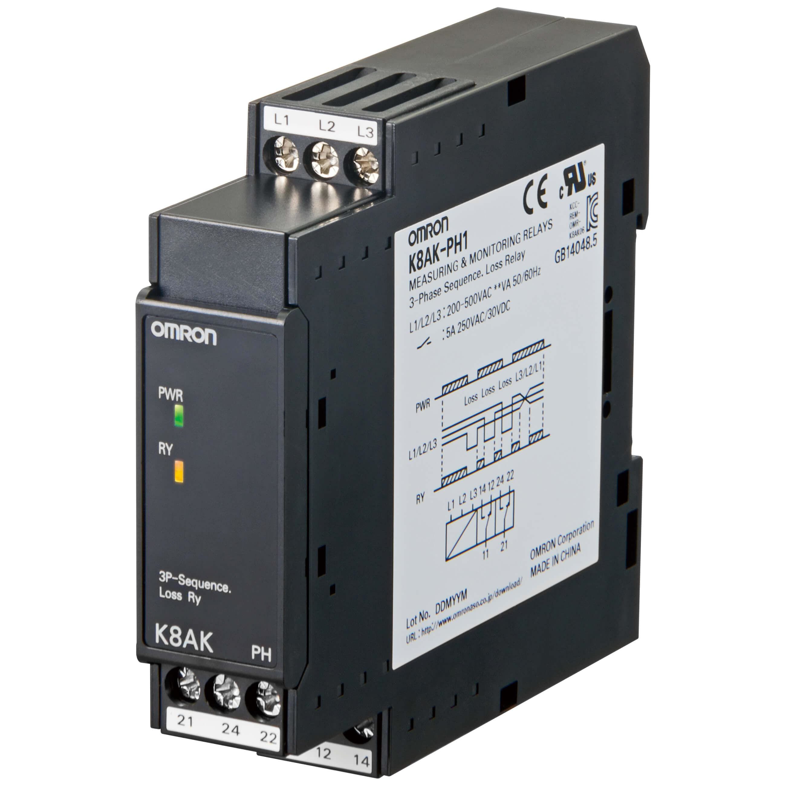 OMRON - Relé de monitorización trifásico K8AKPH1 fase DPDT