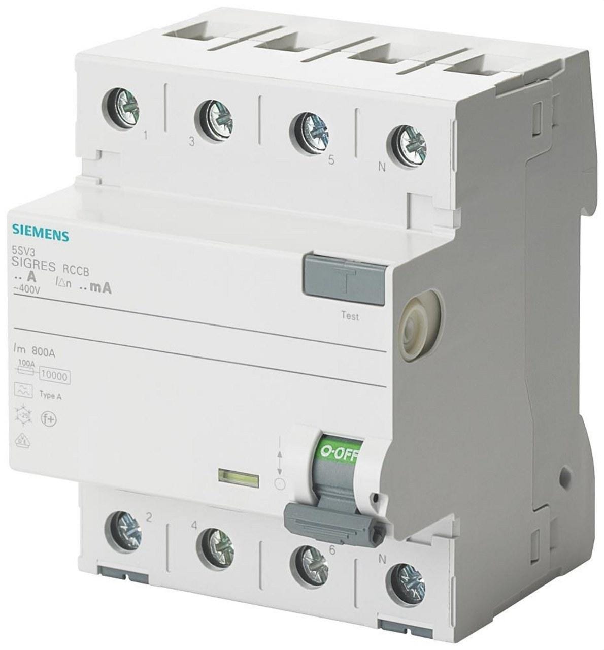 SIEMENS - Diferencial tipo-A 63A 3+neutro 30mA 400V 4 módulos SIGRES