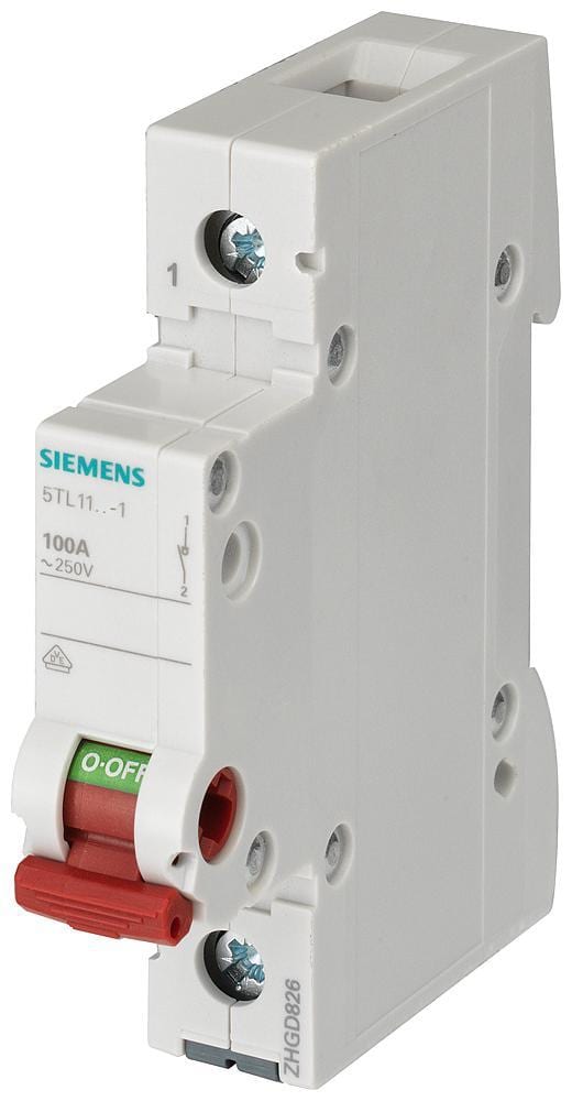 SIEMENS - Interruptor 70mm 230V 1 módulo 35mm² 1 polo 63A maneta rojo