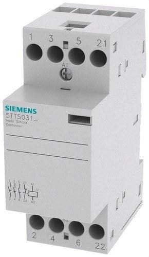 SIEMENS - Contactor de instalación 3 NA+1 NC 230V AC 400V 25A con mando 24V AC/DC