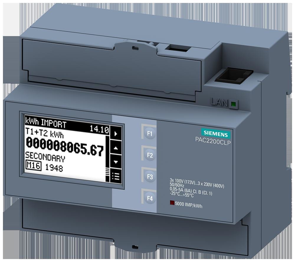 SIEMENS - Aparato de medida Sentron, 7KM PAC2200, LCD, l-l: 400V, L-N: 230V, 5A, equipo para perfil din, Modbus TCP + MID