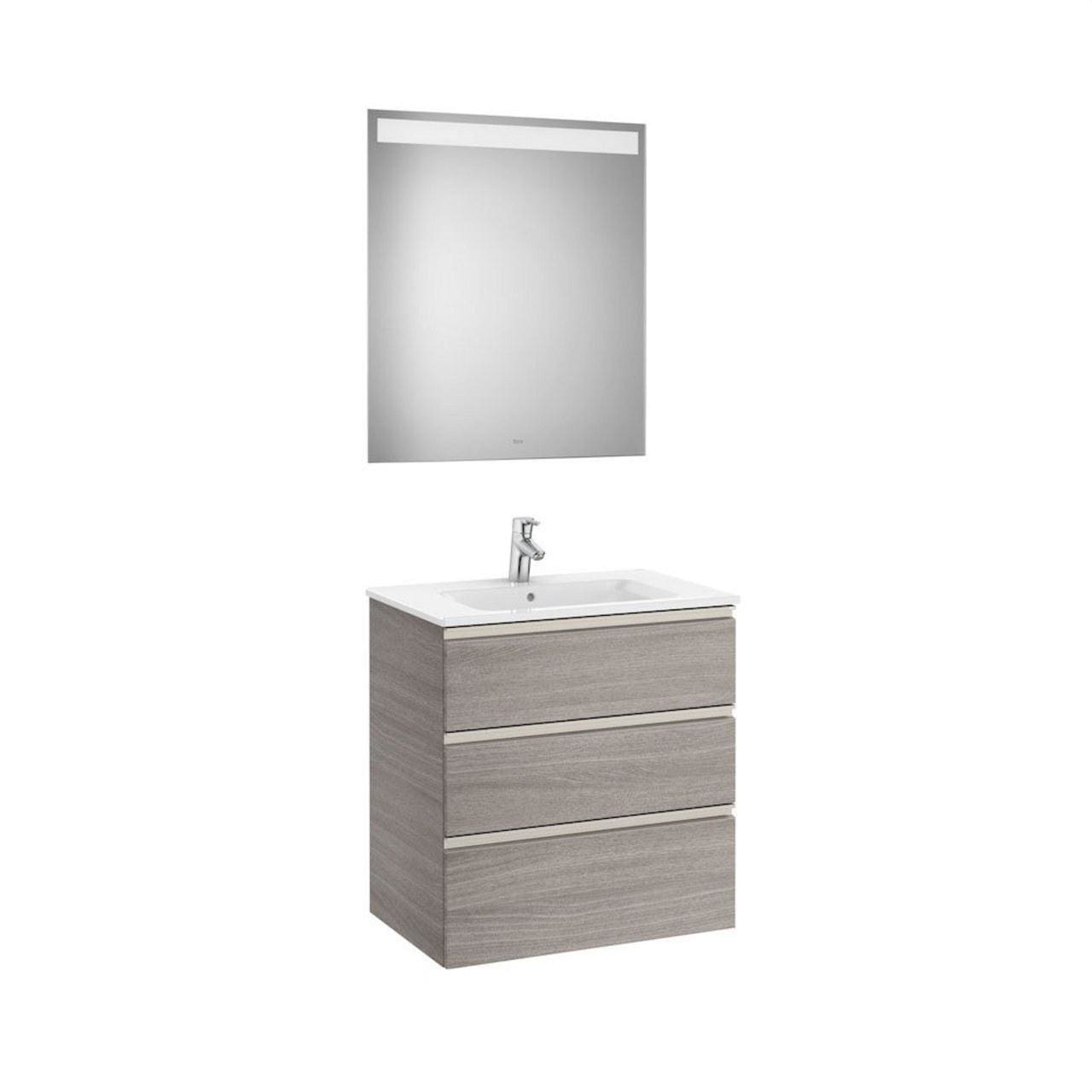 ROCA - Pack THE GAP 700x460 roble city texturizado con UNIK THE GAP de tres cajones y espejo Eidos
