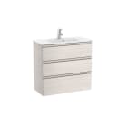 ROCA - Mueble UNIK THE GAP 800x380 fresno nórdico de tres cajones y lavabo en color blanco