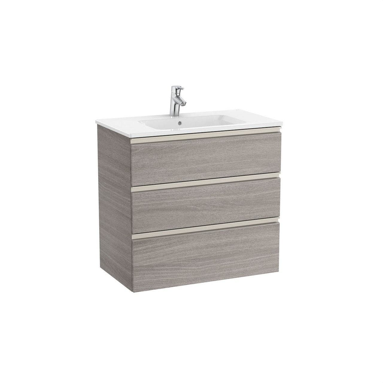ROCA - Mueble UNIK THE GAP 800x460 lavabo blanco tres cajones roble city texturizado