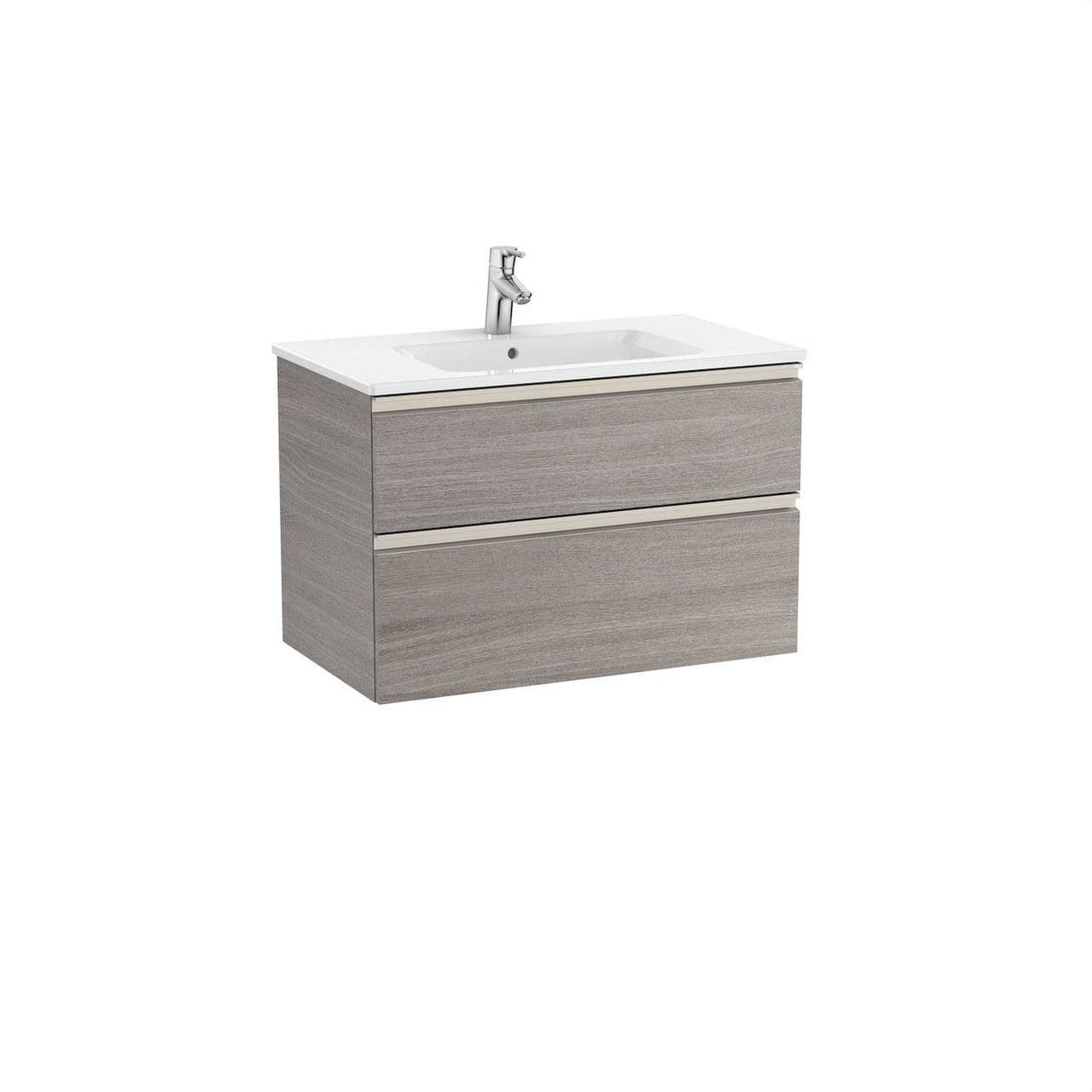 ROCA - Mueble UNIK THE GAP 800x460 lavabo blanco dos cajones roble city texturizado