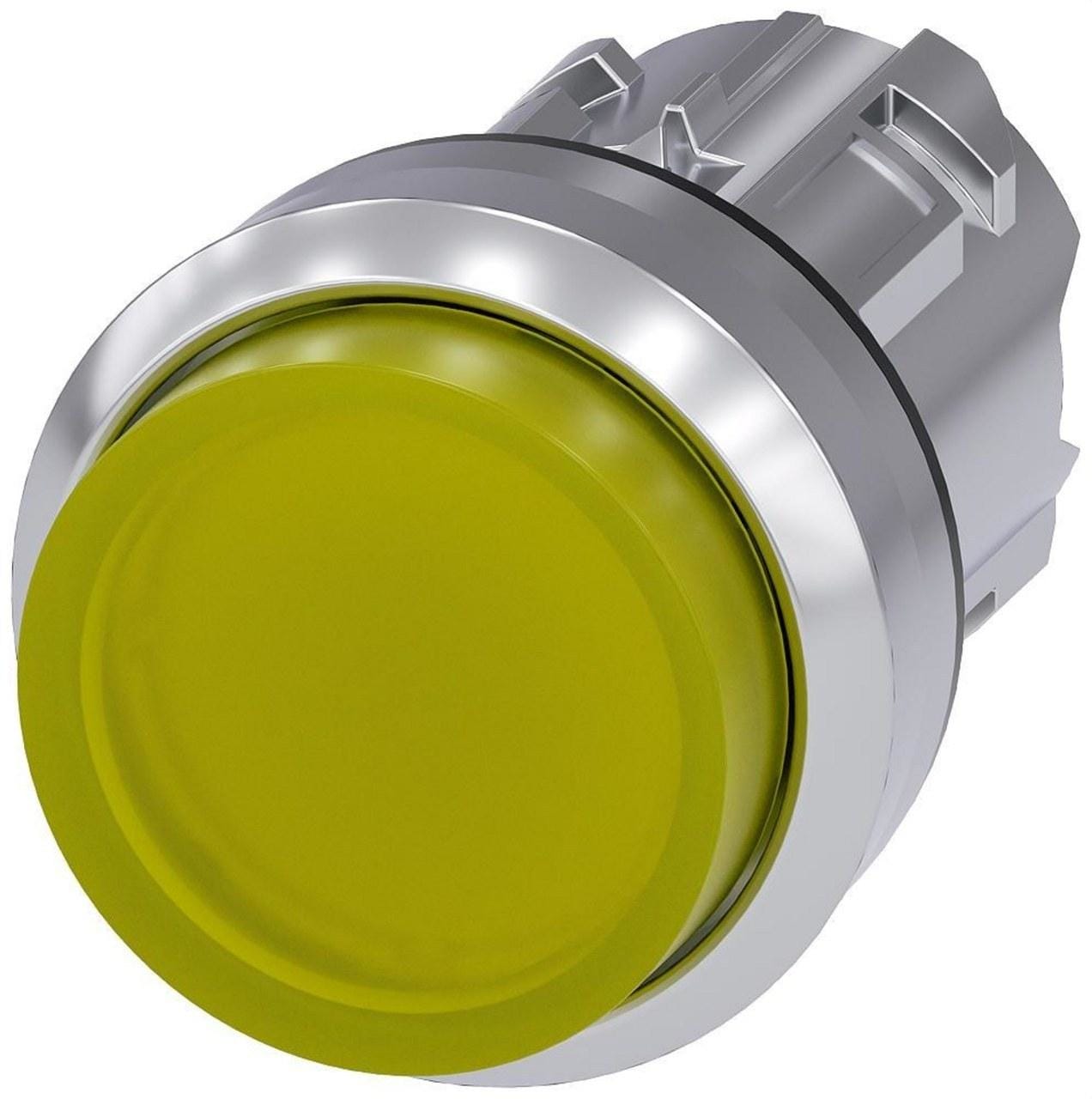 SIEMENS - PULSADOR ILUMINADO, 22MM, REDONDO, METAL, BRILLANTE, AMARILLO, BOTON, SALIENTE, MOMENTANEO