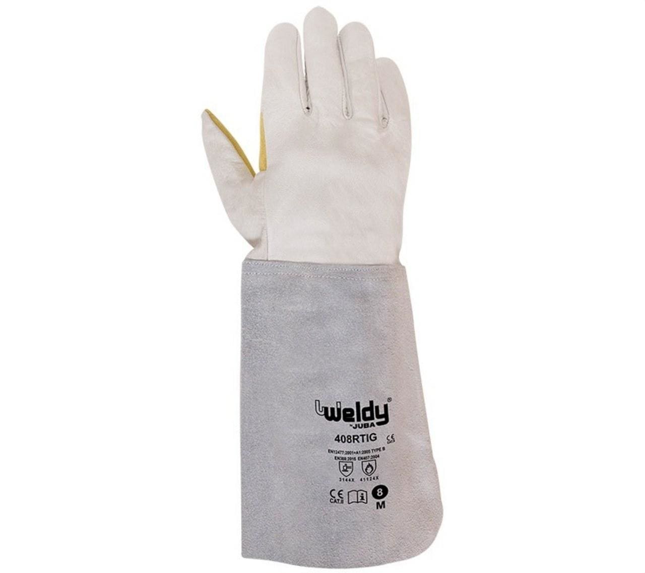 JUBA - Guante soldador piel 408RTIG WELDY 10/XL manguito refuerzo natural, blanco