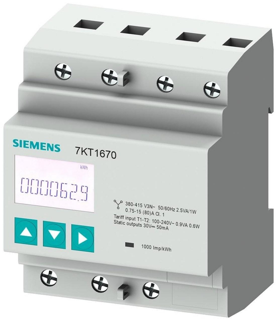 SIEMENS - SENTRON, APARATO DE MEDIDA, 7KT PAC1600, LCD, L-L: 400 V, L-N: 230 V, 80 A, EQUIPO PARA PERFIL DIN,