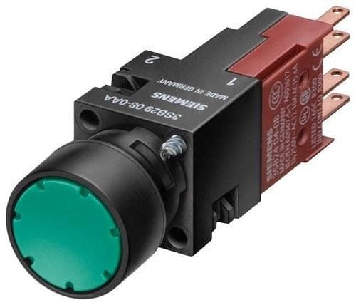 SIEMENS - Aparato completo 16mm pulsador rasante 1NA amarillo