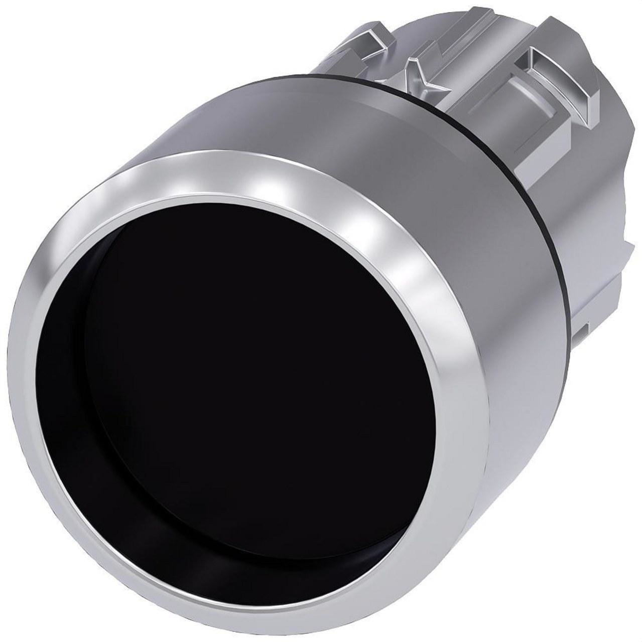 SIEMENS - Pulsador metálico brillante negro anillo frontal saliente momentáneo