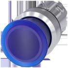 SIEMENS - Pulsador de seta iluminado 22mm, redondo, metal, brillante, azul, 30mm, contacto momentáneo