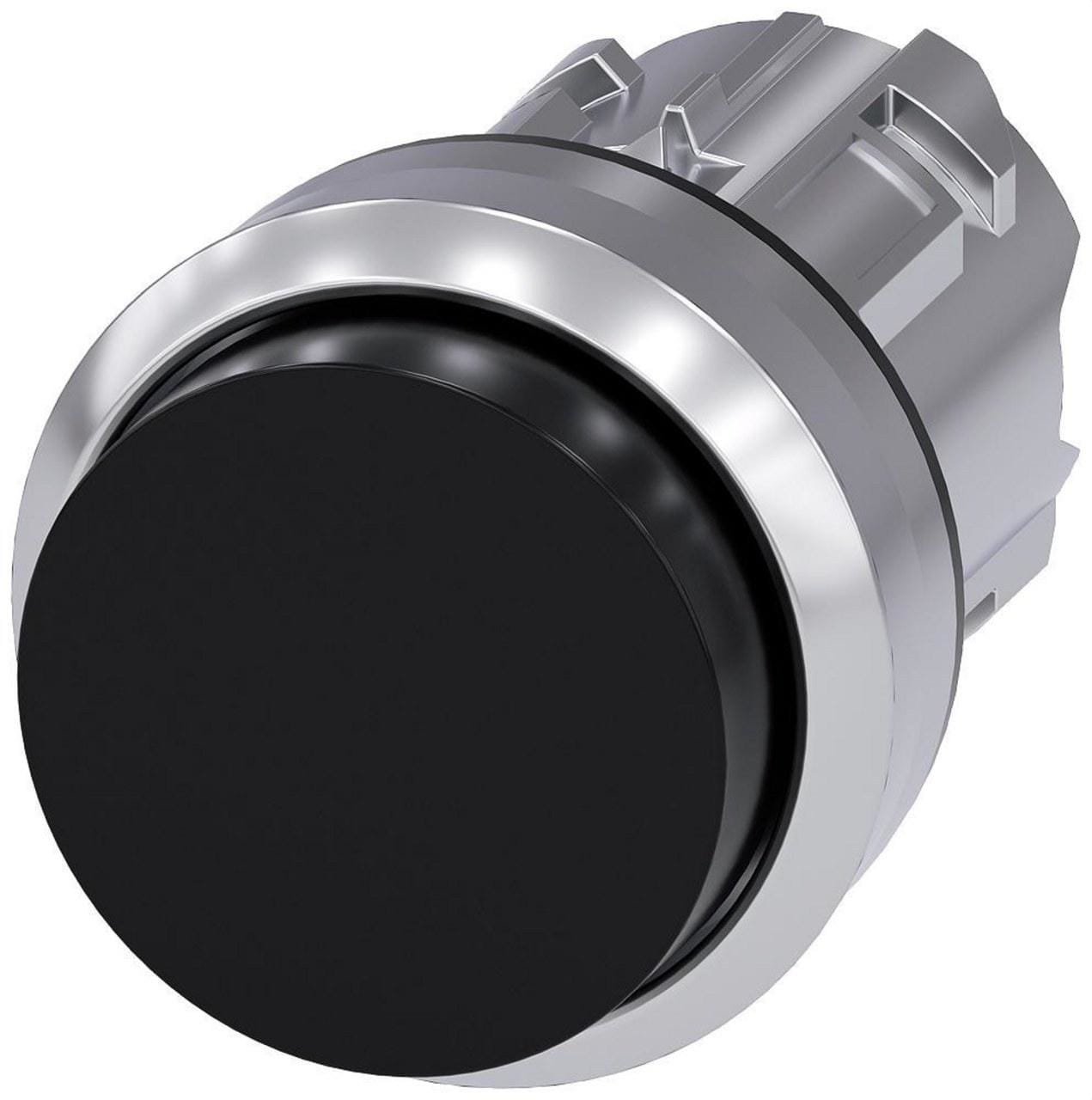 SIEMENS - Pulsador metálico brillante negro botón saliente momentáneo
