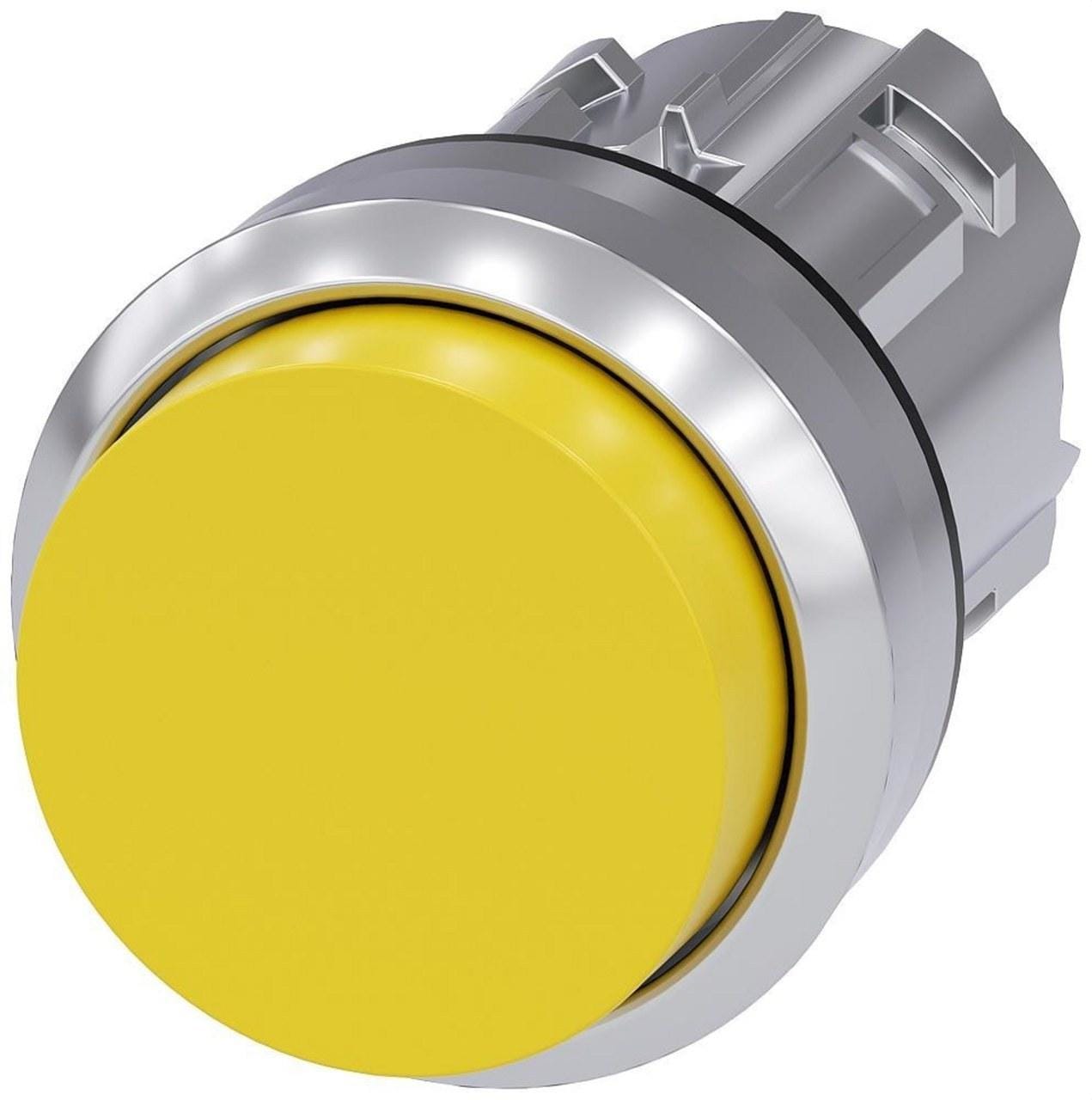 SIEMENS - Pulsador metálico brillante amarillo botón saliente momentáneo