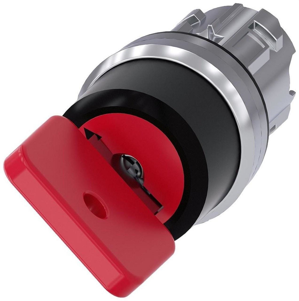 SIEMENS - INTERRUPTOR DE LLAVE O.M.R, 22MM, REDONDO, METAL, BRILLANTE, NO. DE CERRADURA 73037, ROJO, CON 2 LLA