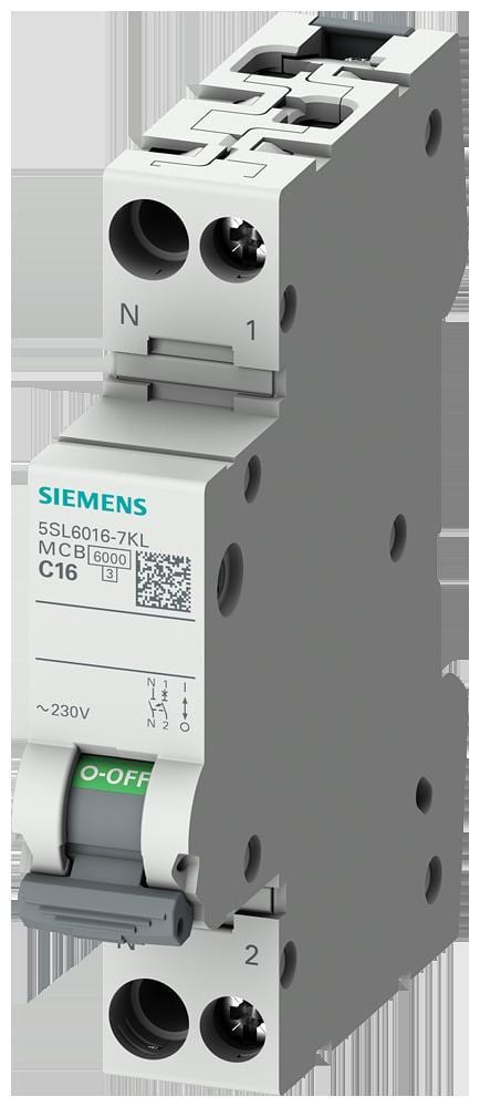 SIEMENS - Automático magnetotérmico 230V 6kA, 1+NP/1 N izquierda C10