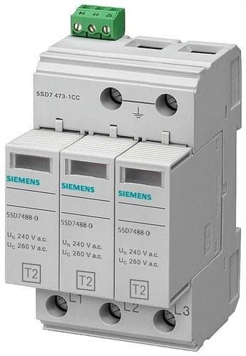 SIEMENS - Descargador sobretensión 3 polos enchufable con aviso remoto