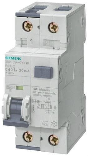 SIEMENS - Bloque automático +diferencial tipo-F 1 polo + neutro curva-B 6A