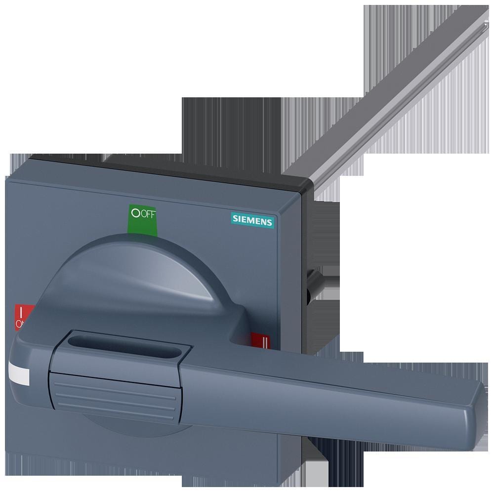 SIEMENS - Accionamiento giratorio para puerta 100x100, eje 10x10, 300mm, I-0-II unidad completa maneta 140mm, con compensación de tolerancia