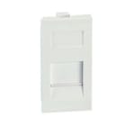 MMCONECTA - Módulo plano Standard con antipolvo blanco nieve para 2 conectores tipo Keystone 19,4mm/20,4mm/Commscope (Systimax)