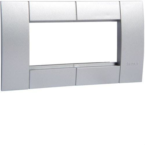 HAGER - Soporte con 2 mecanismos 45x45mm aluminio