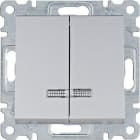 HAGER - Interruptor doble con indicador luminoso Lumina plata