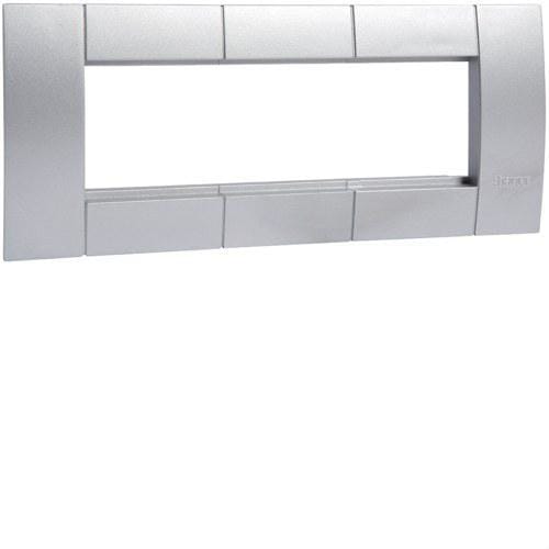 HAGER - Soporte con 3 mecanismos 45x45mm aluminio