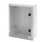 GEWISS - Cuadro estanco en GWPLAST 120 con puerta transparente equipada con cerradura 316x396x160mm gris RAL7035 IP55