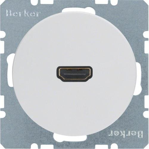 HAGER - Toma alta definición conexión 90° R1/R3 blanco polar brillo