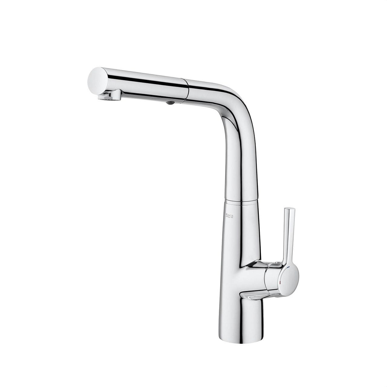 ROCA - Mezclador cocina SYRA caño curvo recto giratorio extraíble 2 funciones cromo