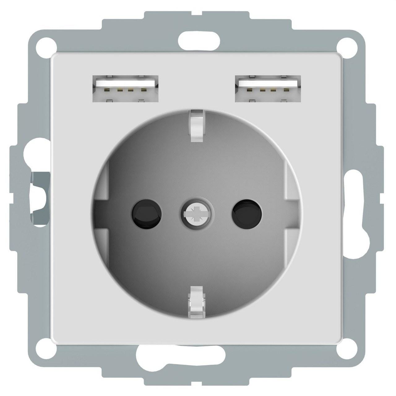 Schneider Electric - Schuko + 2 cargador USB 2,4A M-ELEGANCE blanco