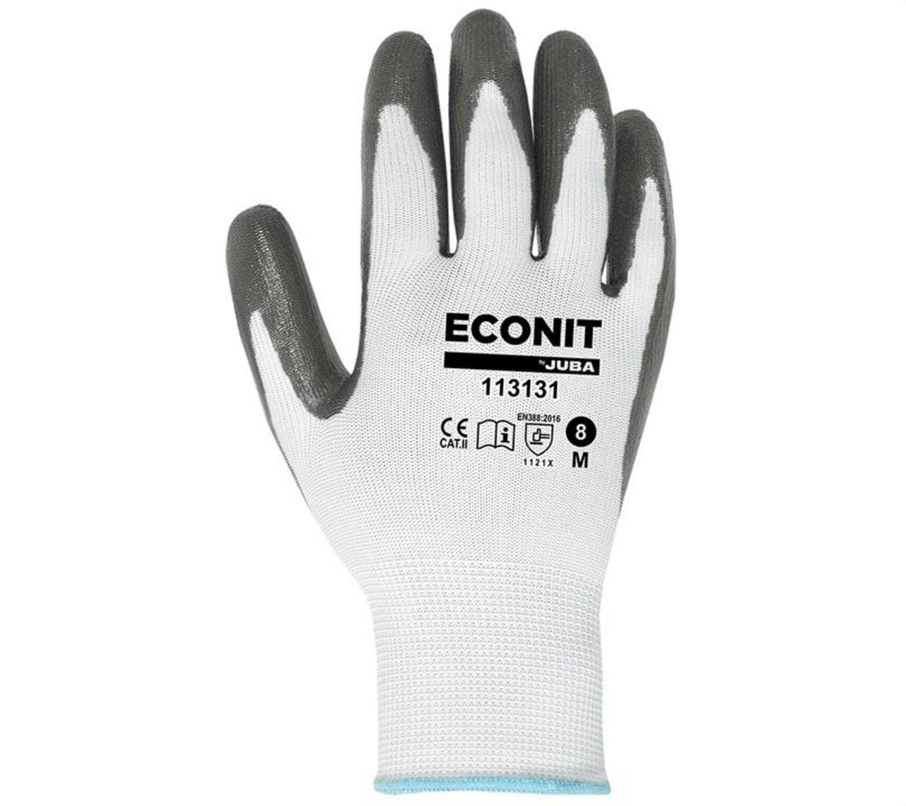 JUBA - Juego guantes ECO-NIT poliéster nitrilo talla 6 gris/blaco