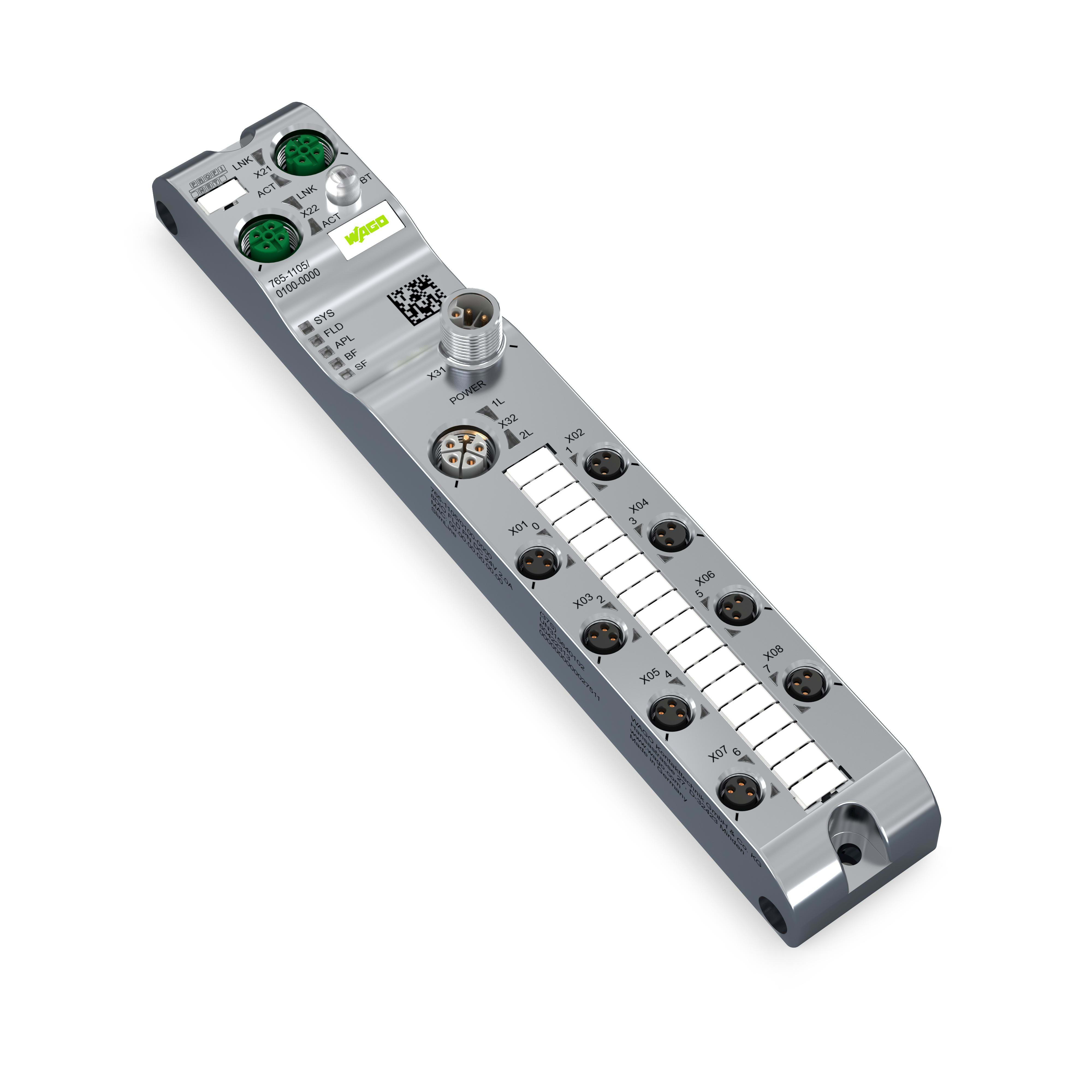 WAGO - Cabecera salida/entrada Serie 765 IP67 Profinet 8 canales 8xM8