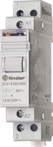 FINDER - Telerruptor modular/ interruptor unipolar 1NA 16A SERIE 20, montaje carril 35mm, 24V AC contactos AgNi (emb.1u)