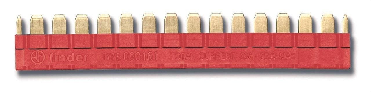 FINDER - Puente de 16 terminales SERIE 93, rojo, para zócalos con bornes de jaula