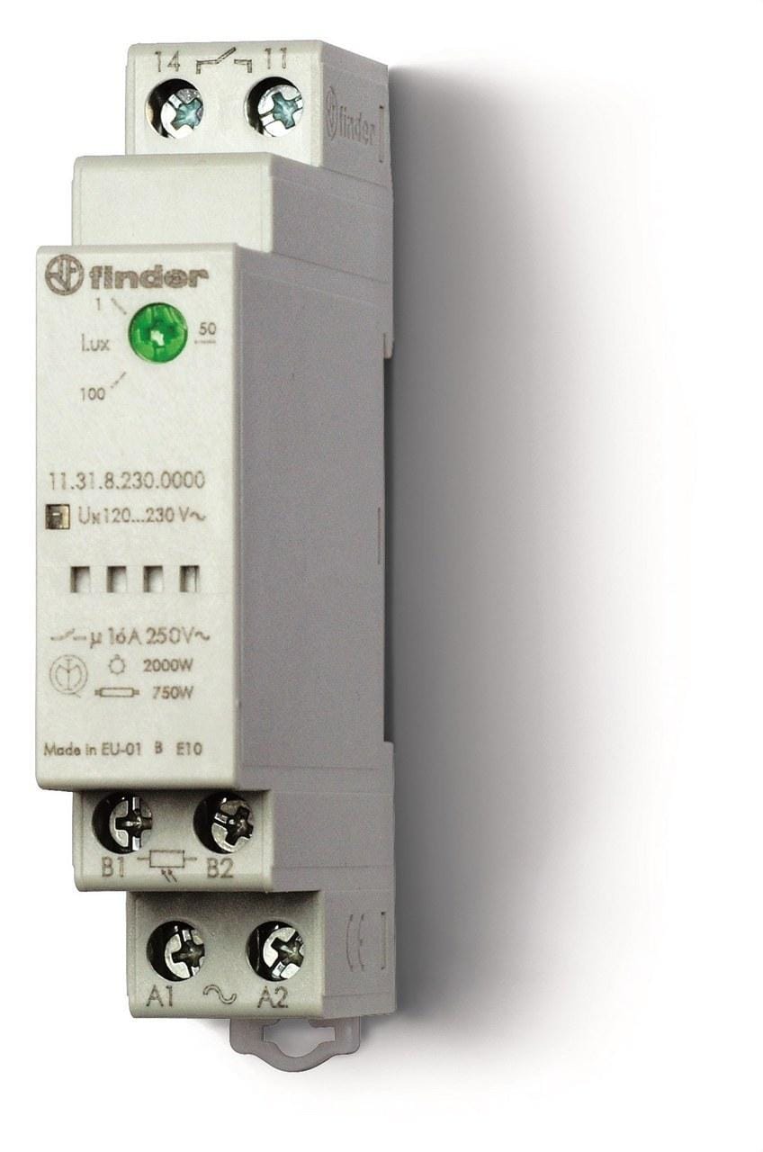 FINDER - Interruptor crepuscular modular SERIE 11, ancho 17,5mm, 1 contacto conmutado 16A, 12...24V AC/DC