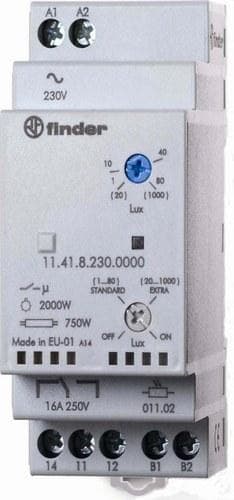 FINDER - Interruptor crepuscular modular SERIE 11, ancho 35mm, 1 contacto conmutado 16A, 230V AC