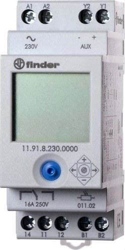 FINDER - Interruptor crepuscular modular SERIE 11, ancho 35mm, interruptor horario, 1 contacto 16A, 110...230V AC/DC (emb.1u)