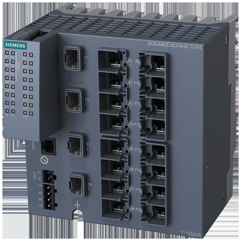 SIEMENS - Switch gestionable layer 2, SCALANCE XC216-4C G EEC, 12 puertos RJ45 10/100/1000 Mbit/s