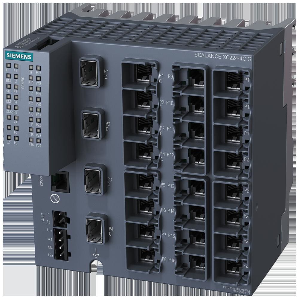 SIEMENS - Switch gestionable layer 2, SCALANCE XC224-4C G (E/IP), 20 puertos RJ45 4 puertos combo RJ45