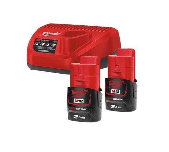 MILWAUKEE - KIT 2 BATERÍAS M12 REDLITHIUM-ION¿ 2.0AH + CARGADO