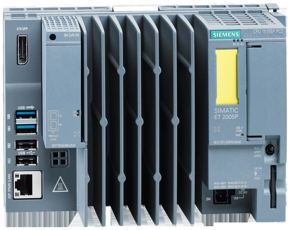 SIEMENS - Controlador abierto SIMATIC ET 200SP, CPU 1515SP PC2 F, 8 GB de RAM, CFAST de 30 GB con Windows 10